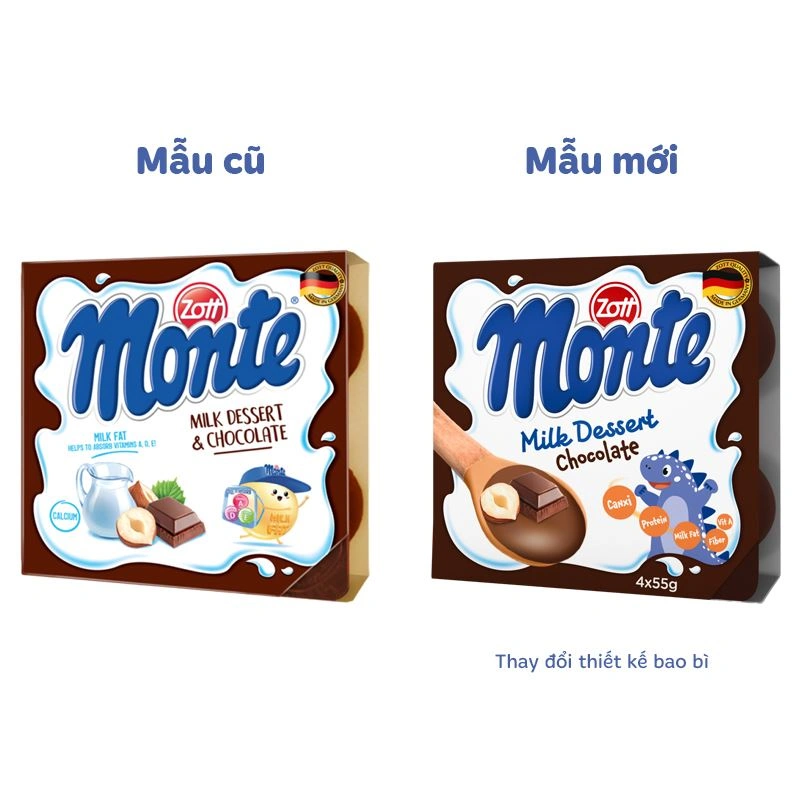 Lốc 4 hũ váng sữa Zott Monte vị vani 55g (từ 6 tháng) - Giao bao bì ngẫu nhiên 8