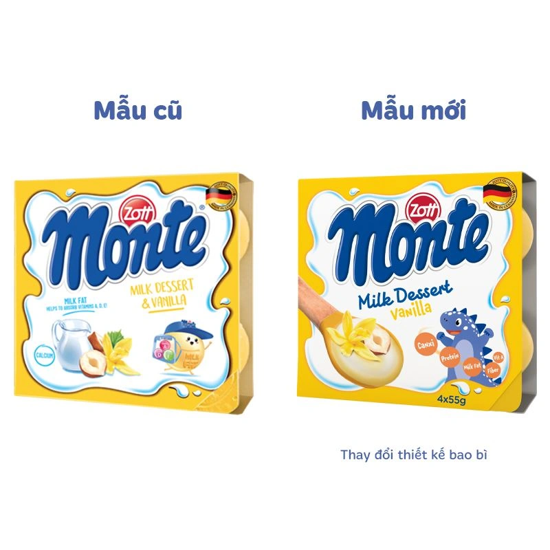 Lốc 4 hũ váng sữa Zott Monte vị vani 55g (từ 6 tháng) - Giao bao bì ngẫu nhiên 2