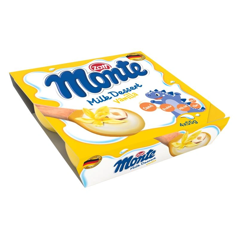 Lốc 4 hũ váng sữa Zott Monte vị vani 55g (từ 6 tháng) - Giao bao bì ngẫu nhiên 4