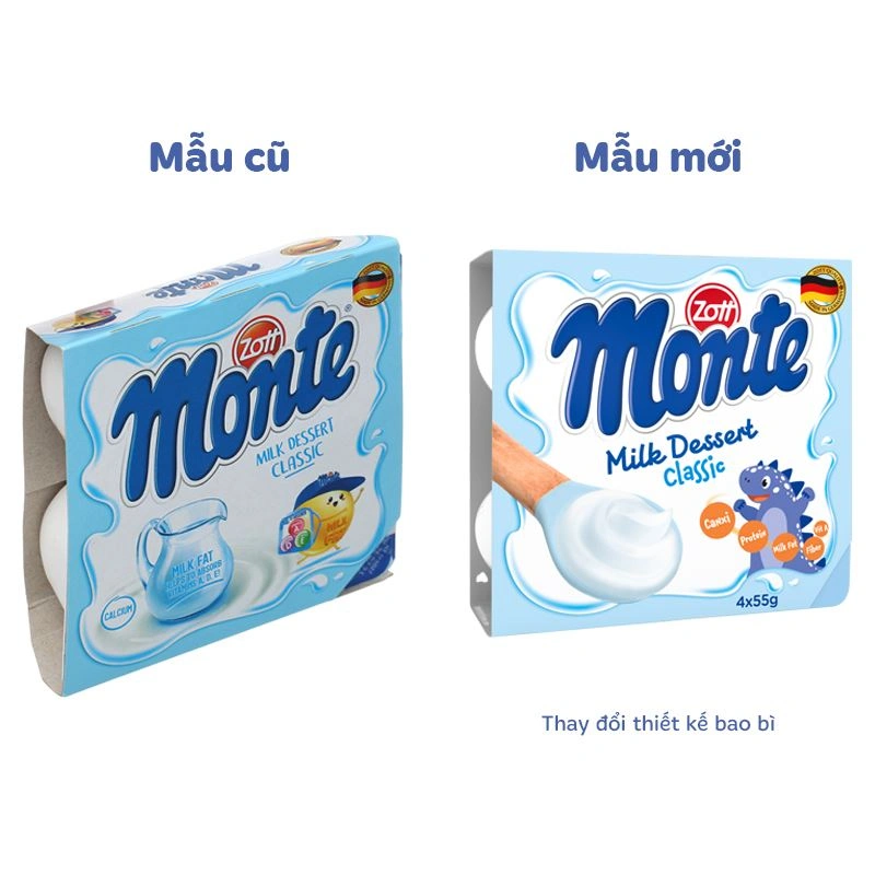 Lốc 4 hũ váng sữa Zott Monte Classic 55g - Giao bao bì ngẫu nhiên 2
