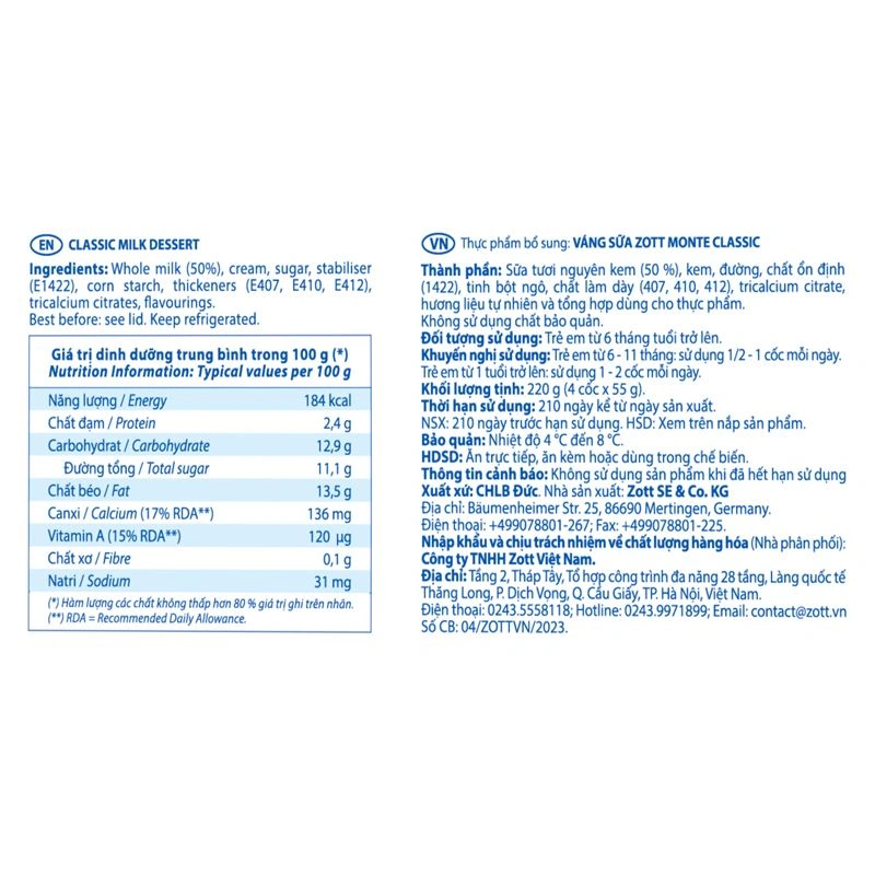 Lốc 4 hũ váng sữa Zott Monte Classic 55g - Giao bao bì ngẫu nhiên 7