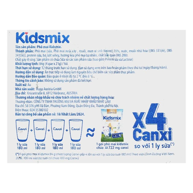 Phô mai Kidsmix gói 4 miếng 84g (từ 6 tháng) 7