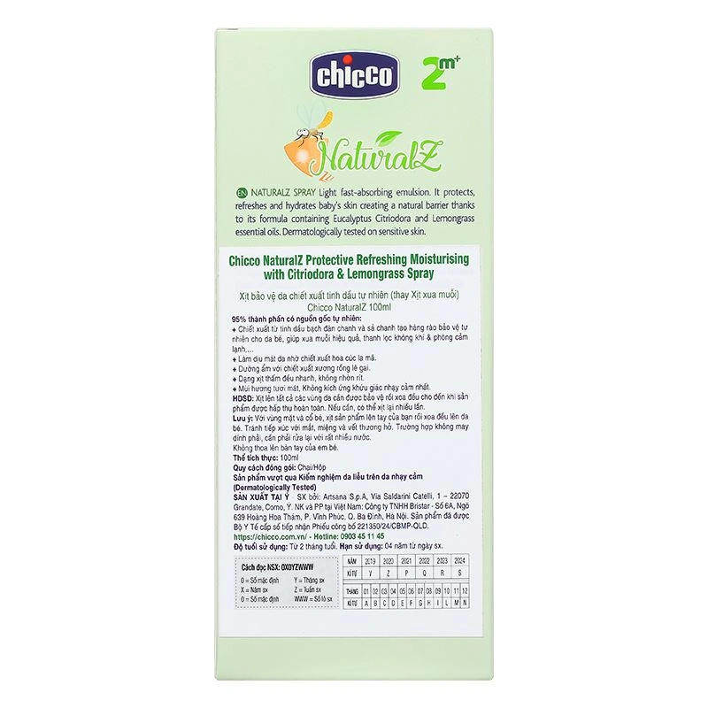 Xịt xua muỗi Chicco 100 ml chiết xuất tinh dầu tự nhiên (từ 2 tháng) 4
