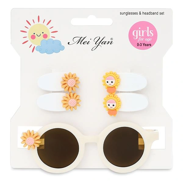 Mắt kính kèm kẹp tóc trắng bé gái HappyTime 514415