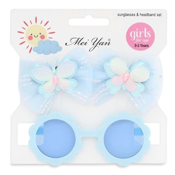 Mắt kính kèm kẹp tóc xanh dương bé gái HappyTime 514439