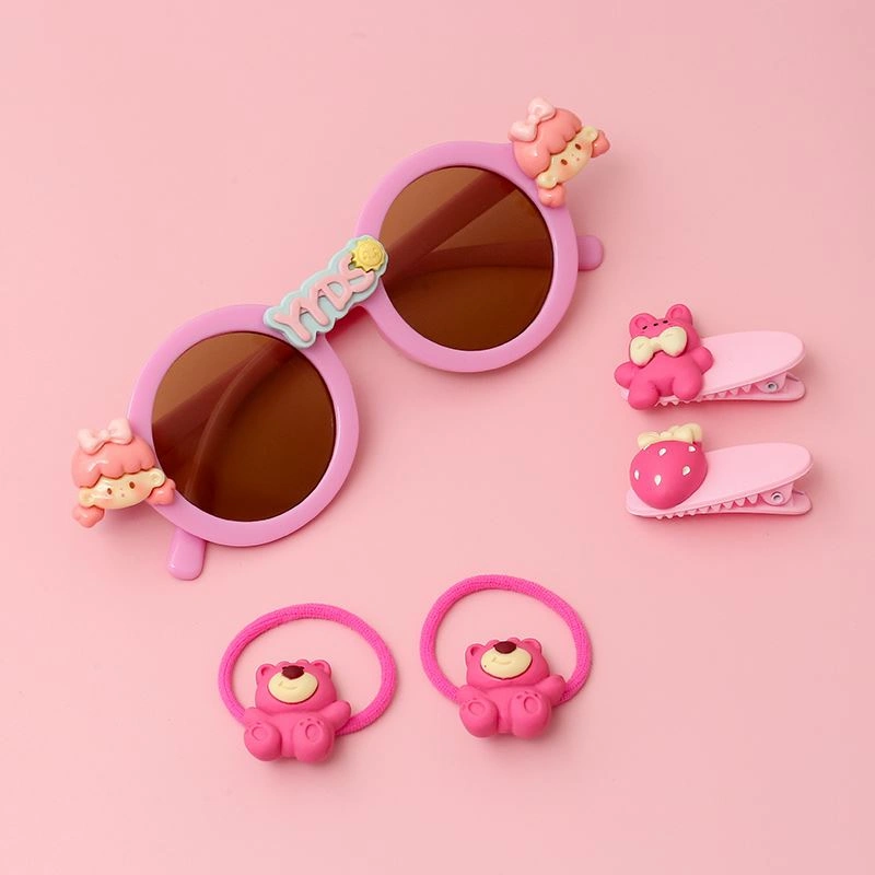 Mắt kính kèm cột tóc, kẹp tóc tím bé gái HappyTime 516334 2