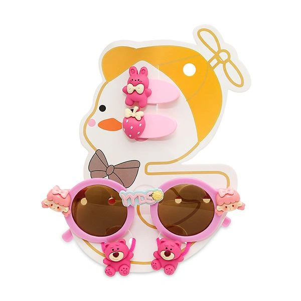 Mắt kính kèm cột tóc, kẹp tóc tím bé gái HappyTime 516334