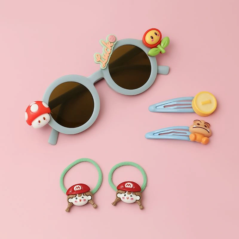 Mắt kính kèm cột tóc, kẹp tóc xanh dương bé gái HappyTime 516341 2