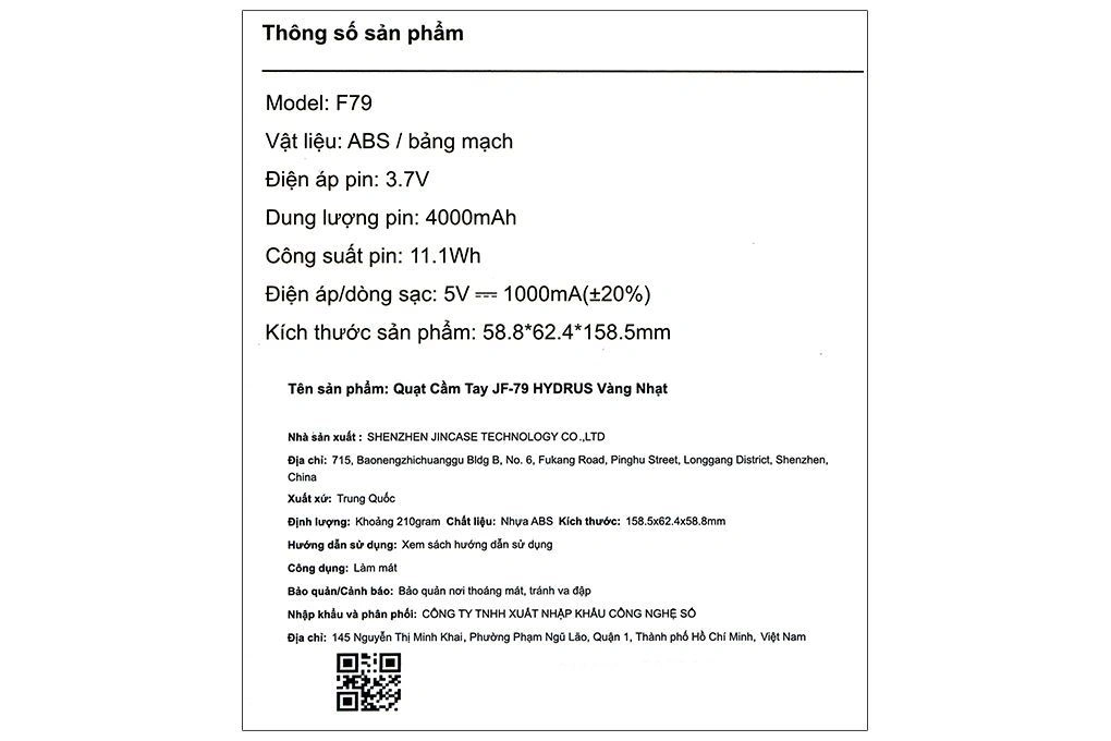 Quạt cầm tay mini Hydrus JF-79 - Vàng nhạt 14