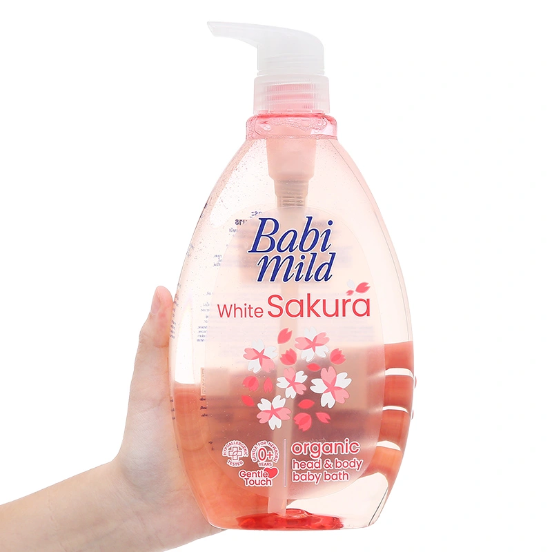Sữa tắm & gội 2in1 cho bé Babi Mild White Sakura chiết xuất lá anh đào 380 ml (mọi độ tuổi) 8