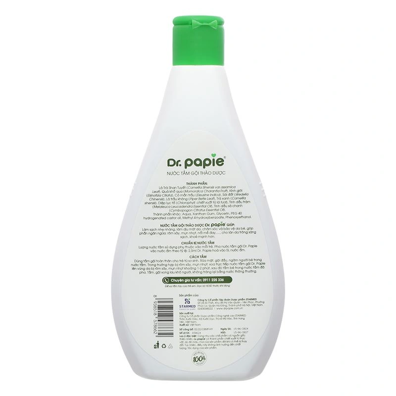 Nước tắm & gội 2in1 cho bé Dr.Papie chiết xuất thảo dược 500 ml (0 - 3 tuổi) 2