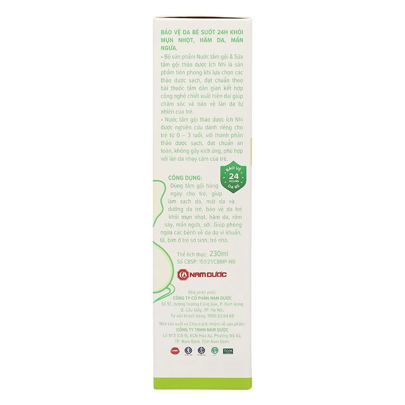Nước tắm & gội 2in1 cho bé Ích Nhi chiết xuất thảo dược 230 ml (0 - 3 tuổi) 6
