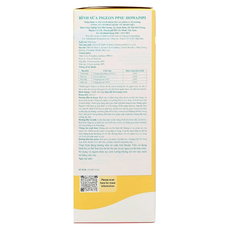 Bình sữa nhựa PPSU Pigeon Howapipi WN3 cổ rộng 240 ml màu xám (từ 3 tháng) 11