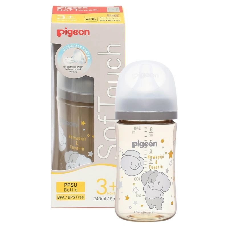 Bình sữa nhựa PPSU Pigeon Howapipi WN3 cổ rộng 240 ml màu xám (từ 3 tháng) 9