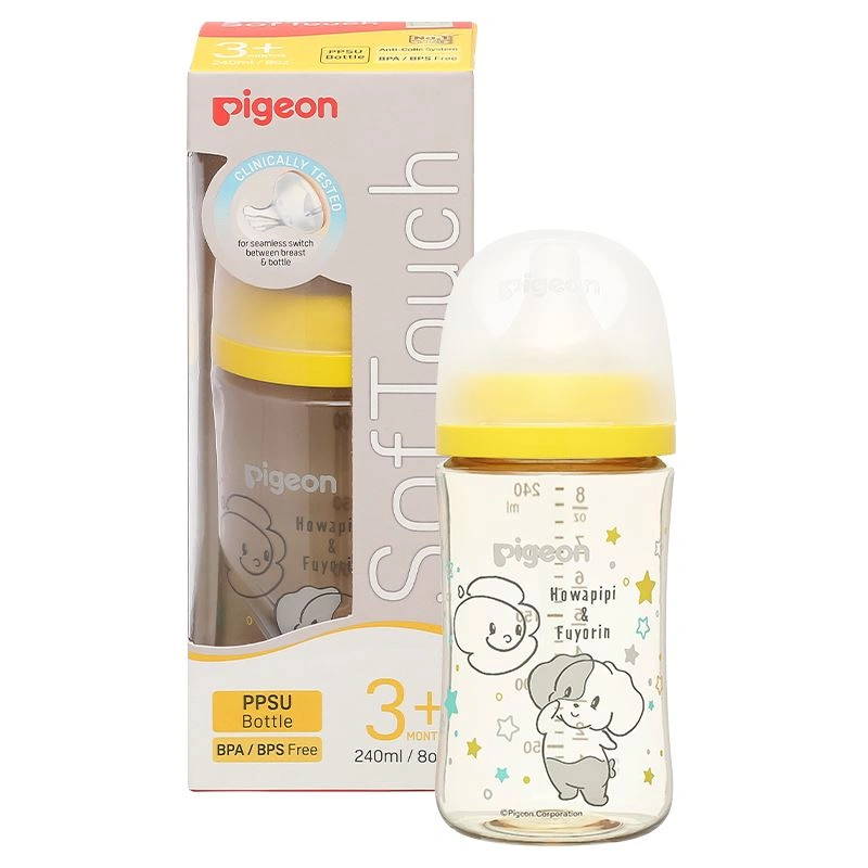 Bình sữa nhựa PPSU Pigeon Howapipi WN3 cổ rộng 240 ml màu vàng (từ 3 tháng) 9