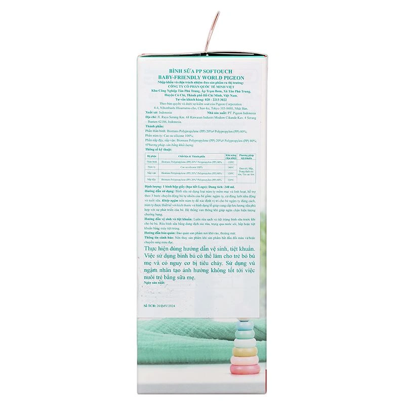 Bình sữa nhựa PP Pigeon Softouch Baby-Friendly World cổ rộng 330 ml (từ 6 tháng) 39