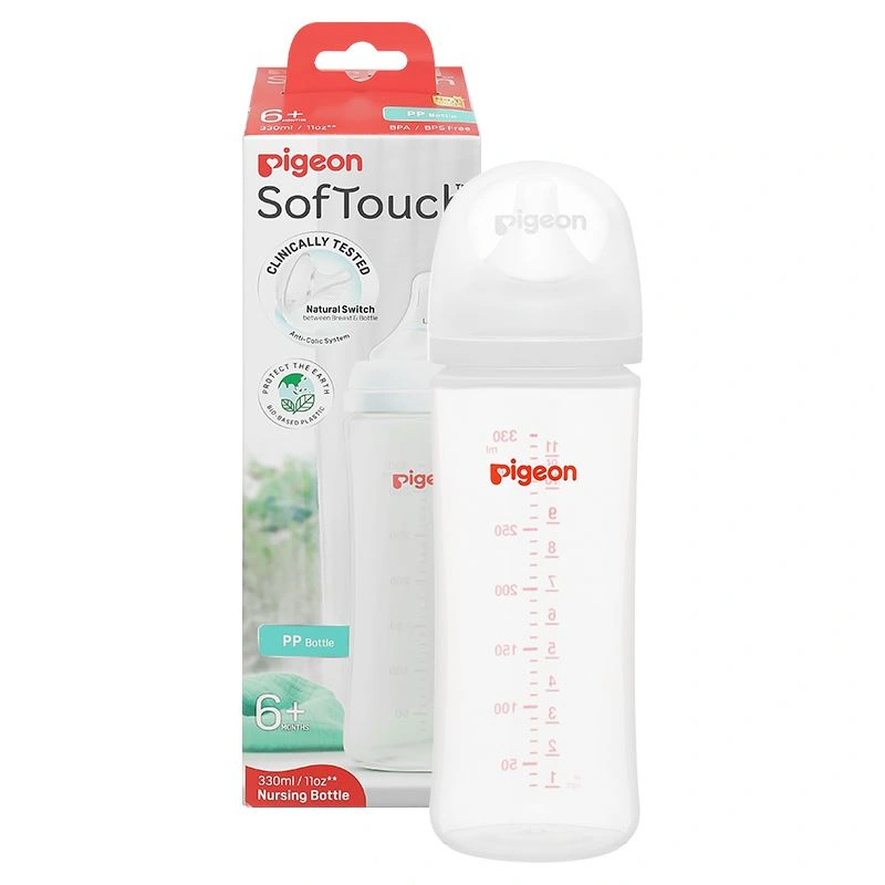 Bình sữa nhựa PP Pigeon Softouch Baby-Friendly World cổ rộng 330 ml (từ 6 tháng) 9