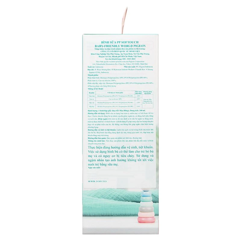 Bình sữa nhựa PP Pigeon Softouch Baby-Friendly World cổ rộng 240 ml - Mùa đông (từ 3 tháng) 13