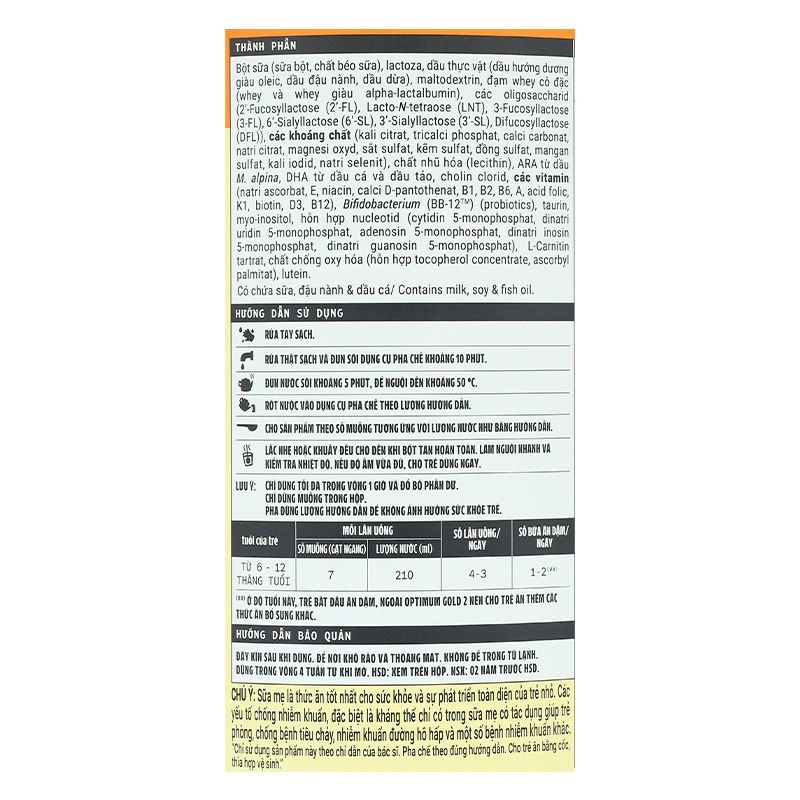 Sữa bột Optimum Gold số 2 800g (6 - 12 tháng) - Giao bao bì ngẫu nhiên 9