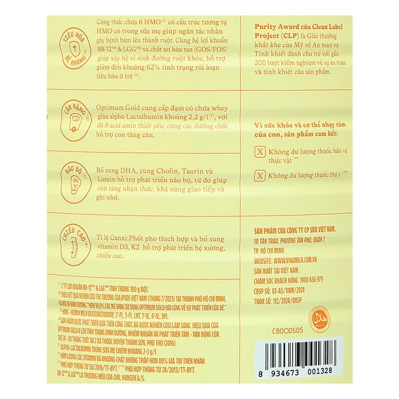 Sữa bột Optimum Gold số 4 hương vani 850g (2 - 6 tuổi) - Giao bao bì ngẫu nhiên 17