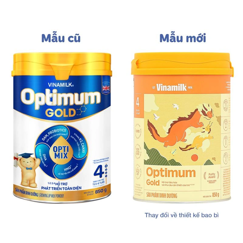 Sữa bột Optimum Gold số 4 hương vani 850g (2 - 6 tuổi) - Giao bao bì ngẫu nhiên 2