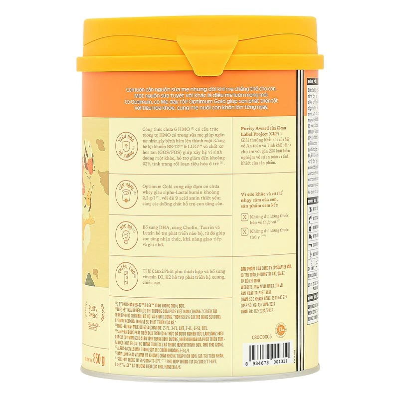 Sữa bột Optimum Gold số 4 hương vani 850g (2 - 6 tuổi) - Giao bao bì ngẫu nhiên 4