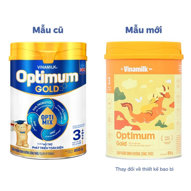 Sữa bột Optimum Gold số 3 hương vani 850g (1 - 2 tuổi) - Giao bao bì ngẫu nhiên 2