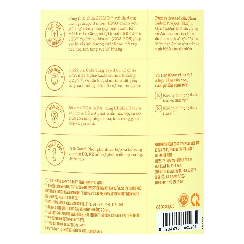 Sữa bột Optimum Gold số 3 hương vani 850g (1 - 2 tuổi) - Giao bao bì ngẫu nhiên 8