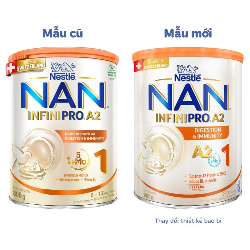 Sữa bột NAN InfiniPro A2 số 1 (đạm quý A2) 800g (0 - 12 tháng) - Giao bao bì ngẫu nhiên 2