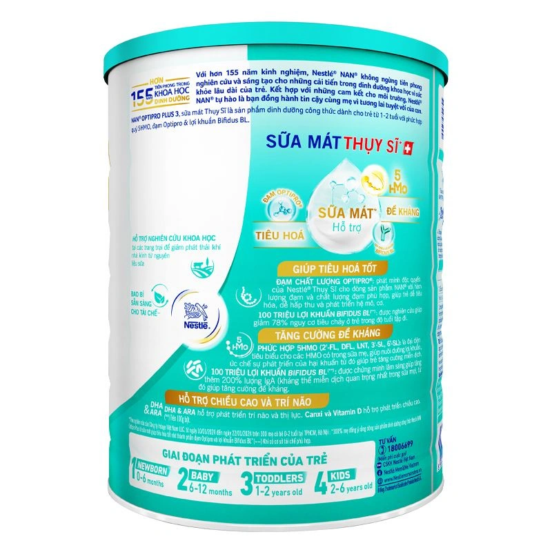 Sữa bột NAN Optipro Plus số 3 800g (1 - 2 tuổi) - Giao bao bì ngẫu nhiên 8