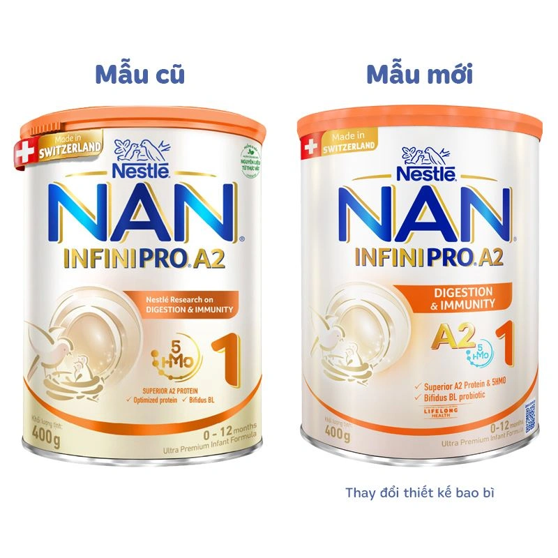 Sữa bột NAN InfiniPro A2 số 1 (đạm quý A2) 400g (0 - 12 tháng) - Giao bao bì ngẫu nhiên 2