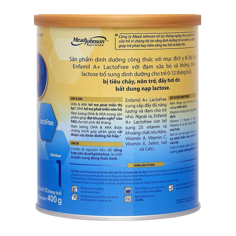 Sữa bột Enfamil A+ LactoFree 400g (0 - 12 tháng) dành cho trẻ không dung nạp đường lactose 4