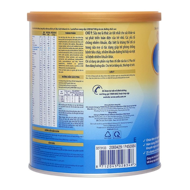 Sữa bột Enfamil A+ LactoFree 400g (0 - 12 tháng) dành cho trẻ không dung nạp đường lactose 6
