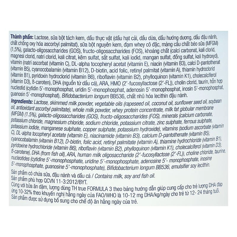 Sữa bột TH true Formula số 3 800g (1 - 2 tuổi) - Giao bao bì ngẫu nhiên 8