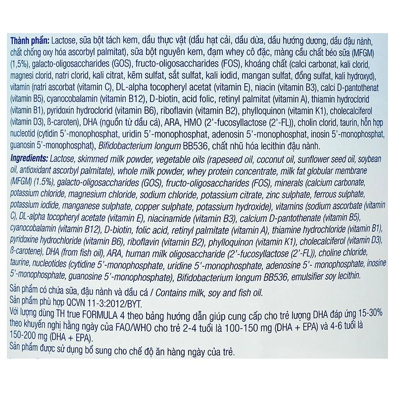 Sữa bột TH true Formula số 4 800g (2 - 6 tuổi) - Giao bao bì ngẫu nhiên 6