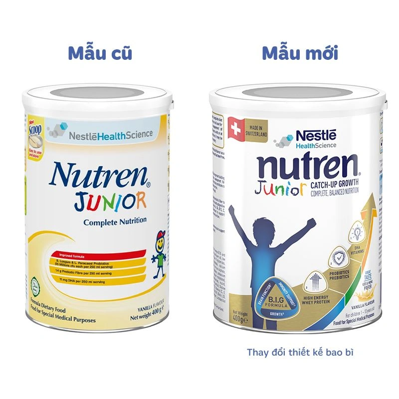 Sữa bột Nutren Junior hương vani 400g (1 - 10 tuổi) - Giao bao bì ngẫu nhiên 2