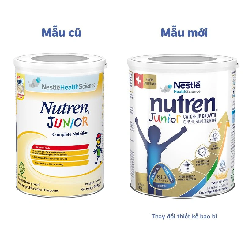Sữa bột Nutren Junior hương vani 400g (1 - 10 tuổi) - Giao bao bì ngẫu nhiên 8