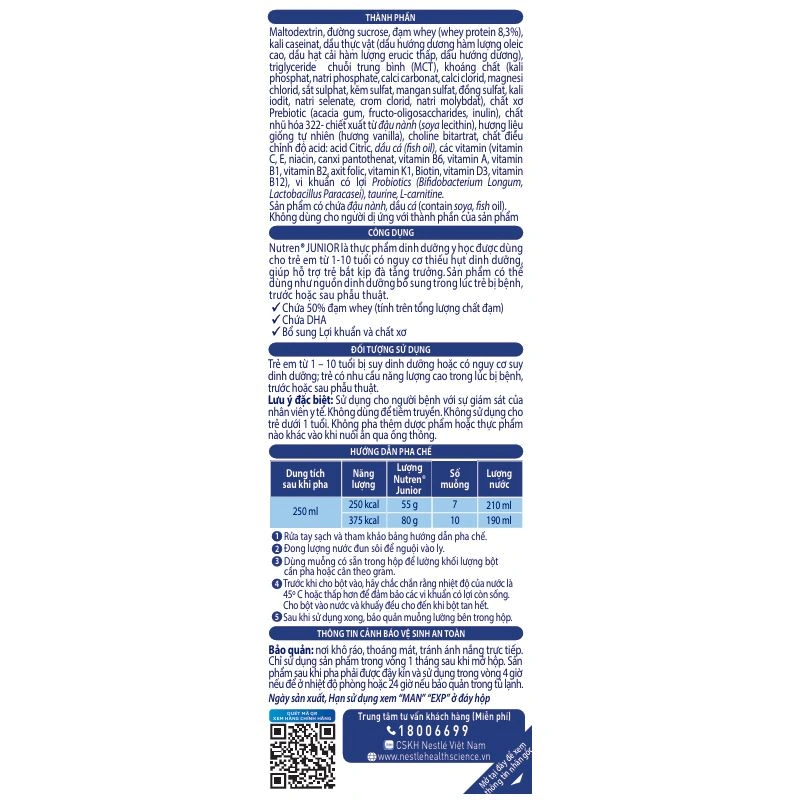 Sữa bột Nutren Junior hương vani 400g (1 - 10 tuổi) - Giao bao bì ngẫu nhiên 12