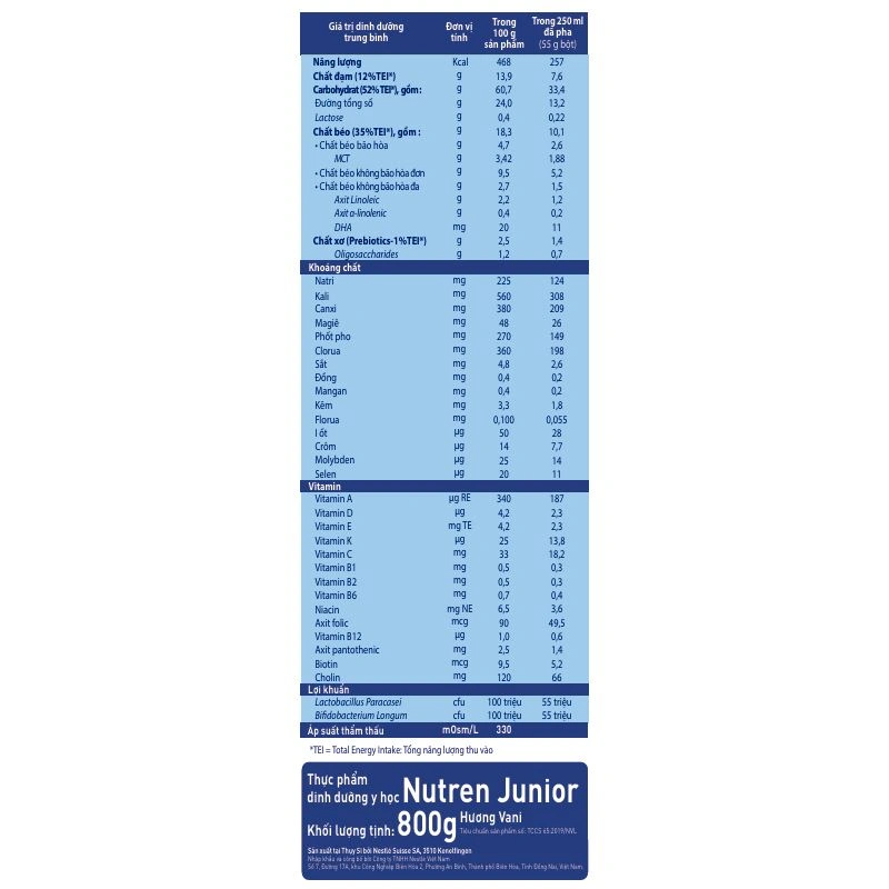 Sữa bột Nutren Junior hương vani 400g (1 - 10 tuổi) - Giao bao bì ngẫu nhiên 13