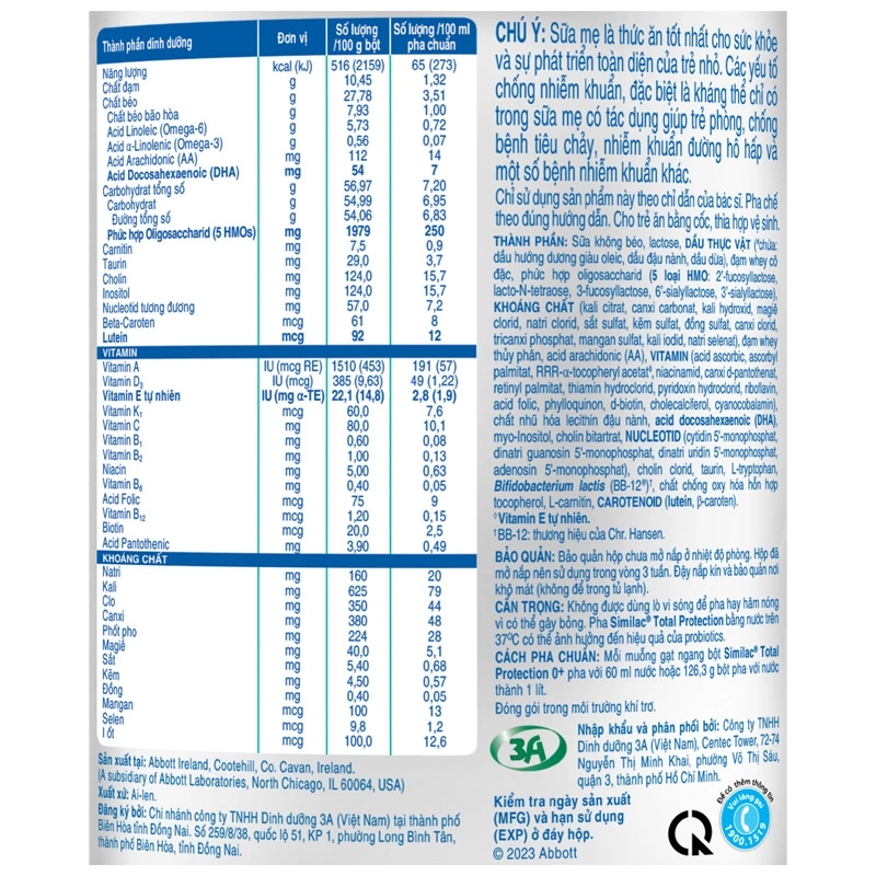 Sữa bột Similac Total Protection 0+ 850g/800g (0 -12 tháng) 9