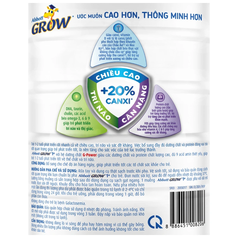 Sữa bột Abbott Grow 1+ hương vani 850g (1 - 2 tuổi) 5