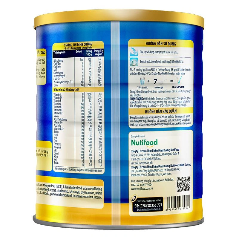 Sữa bột Nutifood GrowPLUS+ xanh 2+ hương vani 1.5 kg (từ 2 tuổi) giúp tăng cân 4