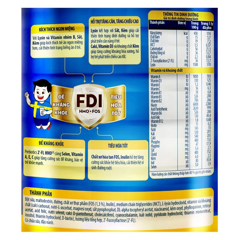 Sữa bột Nutifood GrowPLUS+ xanh 2+ hương vani 1.5 kg (từ 2 tuổi) giúp tăng cân 12