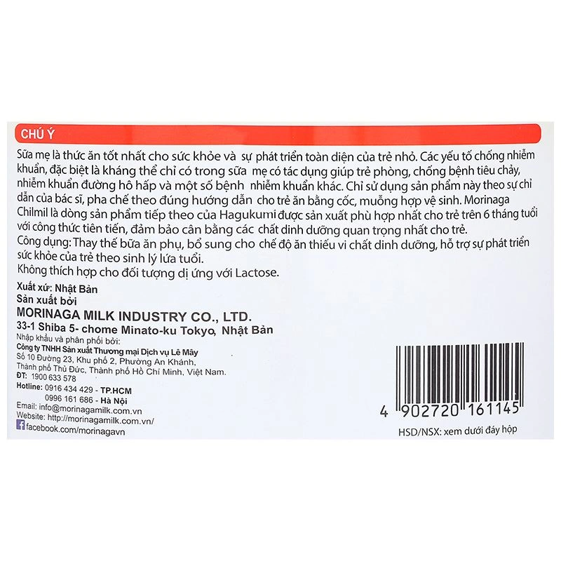 Sữa bột Morinaga Chilmil số 2 800g (6 - 36 tháng) 10
