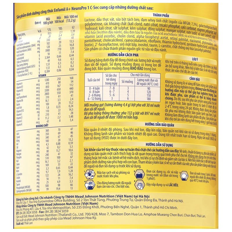 Sữa bột Enfamil A+ Neuropro C-Sec số 1 800g (0 - 12 tháng) 9