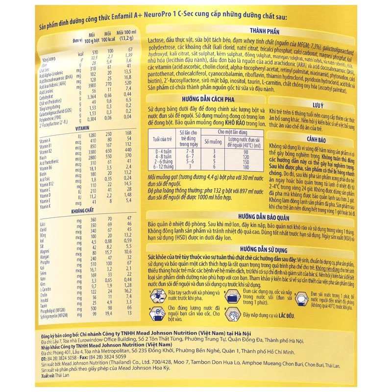 Sữa bột Enfamil A+ Neuropro C-Sec số 1 800g (0 - 12 tháng) 5