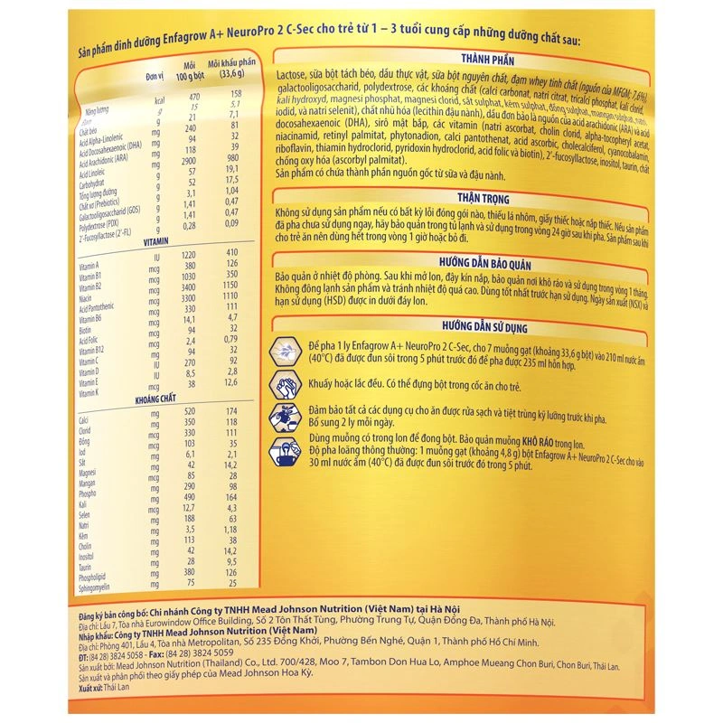 Sữa bột Enfagrow A+ Neuropro C-Sec số 2 800g (1 - 3 tuổi) 5