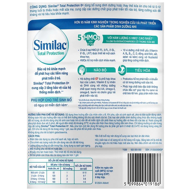 Sữa bột Similac Total Protection 0+ 850g/800g (0 -12 tháng) 4