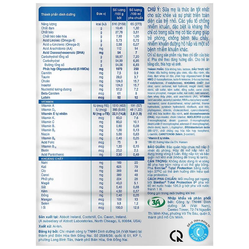 Sữa bột Similac Total Protection 0+ 850g/800g (0 -12 tháng) 5