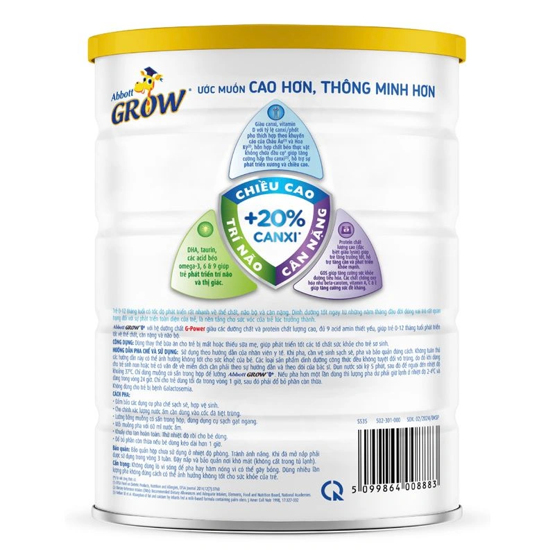 Sữa bột Abbott Grow 0+ hương vani 850g (0 - 12 tháng) 3